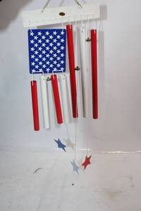 lot 487 image: Patriotic Wind Chime Featuring Red, White, and Blue Design