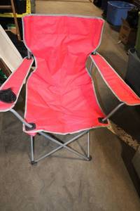 lot 494 image: Red Folding Camping Chair with Cup Holder