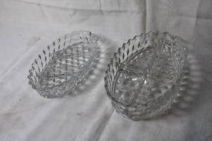 lot 217 image: Set of 2 Vintage Cut Glass Divided Dishes