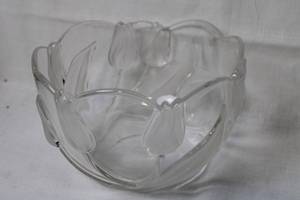 lot 223 image: Clear Glass Bowl with Etched Floral Design