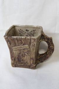 lot 233 image: Vintage 1973 Outhouse Mug by Rumph with Humorous Sayings