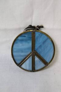 lot 235 image: Blue Stained Glass Peace Sign Suncatcher Ornament