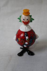 lot 236 image: Murano Glass Clown Figurine with Colorful Patterns