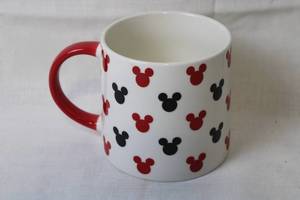 lot 239 image: Disney Mickey Mouse Red and Black Patterned Mug