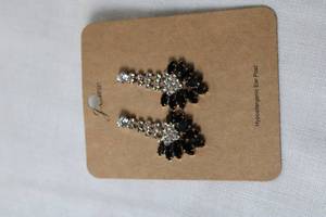 lot 252 image: J. Crew Hypoallergenic Black and Clear Crystal Earrings
