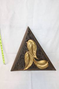 lot 258 image: Burwood Products Co. Triangular Wall Decor with Golden Leaf Design