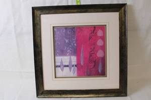 lot 260 image: Framed Abstract Art Print with Signature