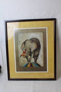lot 267 image: Framed Elephant Artwork Signed by Artist