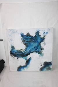 lot 268 image: Abstract Blue Swirl Canvas Art Painting