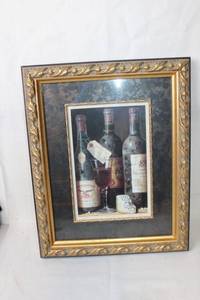 lot 270 image: Framed Vineyard Wine and Cheese Still Life Artwork