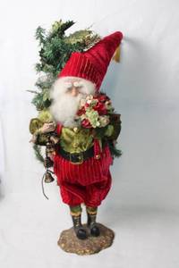 lot 275 image: 26-Inch Decorative Santa Claus Figurine with Bell and Tree Detailing