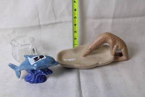 lot 303 image: Assorted Animal Figurines and Glass Holder