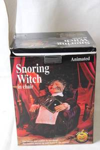 lot 403 image: Animated Snoring Witch in Chair Halloween Decoration