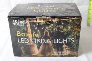 lot 405 image: Baxstel LED String Lights - 48 Feet with 16 LED Filament Bulbs