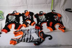 lot 407 image: Set of 5 Halloween Dog Costumes with Skeleton Design