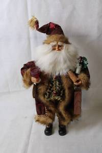 lot 412 image: Santa Claus Figurine with Wine Accessories and Fur Trim