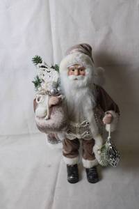 lot 416 image: Santa Claus Figurine with Velvet Outfit and Silver Accents