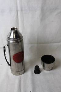 lot 425 image: Vintage Silver Stainless Steel Thermos with Cup