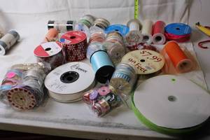 lot 448 image: Large Assortment of Craft Ribbons and Tulle in Various Colors and Sizes
