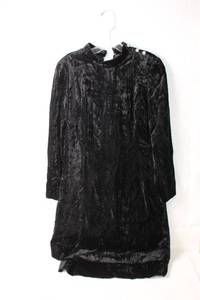 lot 459 image: Neal-McClintock Vintage Black Velvet Dress with Rhinestone Buttons