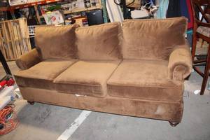 lot 466 image: Used Brown Fabric Sofa in Good Condition