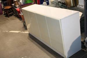 lot 467 image: Millennium Large White Pantry Cabinet with Multiple Shelves