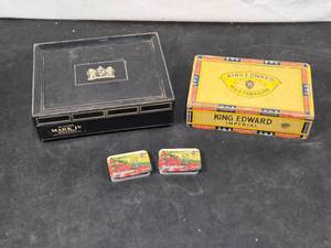 lot 34 image: Lot of Vintage Cigar Boxes and Match Tins