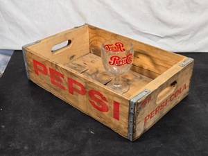 Pepsi-Cola Crate with Glass