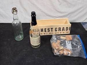 lot 42 image: Bottles and Wooden Box with Corks