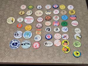 lot 90 image: Lot of Vintage Festival Buttons and Pins Many from the Early 70s to 80s