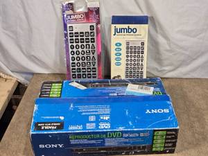lot 119 image: Sony DVD Player with Jumbo Universal Remotes