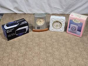 lot 47 image: Assortment of Clocks Including Emerson SmartSet and Montrose Porcelain Clock and Others
