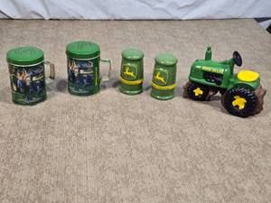 lot 60 image: John Deere Themed Kitchen Items including Salt and Pepper Shakers
