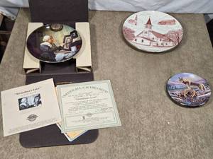 lot 66 image: Decorative Plates Featuring Norman Rockwell and St. Peter Church