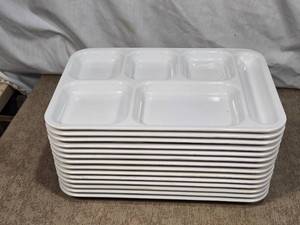 lot 67 image: White Compartment Trays by Dallas Ware