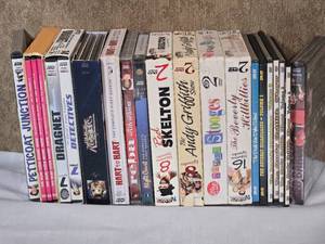 lot 143 image: Lot of Classic TV Show DVDs such as The Andy Griffith Show, The Beverly Hillbillies, The Three Stooges, and The Mary Tyler Moore Show. Also featured are complete seasons of Reba, Hart to Hart, and Night Court.
