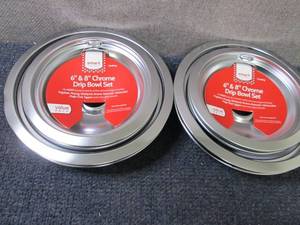 lot 10 image: 2- 6&8 inch Chrome Drip Bowl Sets...