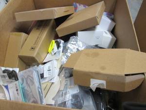 lot 26 image: Box of Small Assorted Overstock Ite...