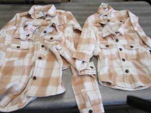 lot 205 image: 2 Girls Medium, 2- 3T Plaid Shacket...