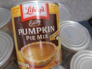 lot 338 image: 6- 30 oz Libbys Easy Pumpkin Pie M...