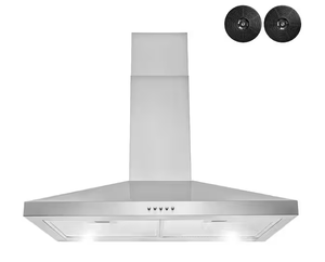 lot 80 image: 30 in. 217 CFM Convertible Kitchen Wall Mount Range Hood in Stainless Steel with Push Control, LEDs and Carbon Filters