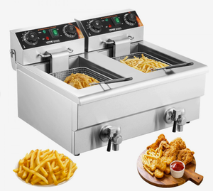 lot 69 image: Commercial Electric Deep Fryer Countertop Fryer 3500W Dual Tank 2x9Qt8.5L