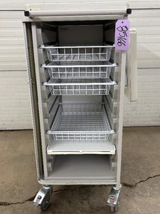 lot 27 image: Innerspace Multi-Rack Emergency Supply Cart  Wire Baskets for Flexible Storage  Durable Build Ideal for Medical, Lab, or Facility Use  Smooth Mobility & Efficient Organization - Good Condition - Door Does Not Close Shut