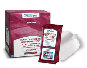 lot 62 image: MSRP $300  2 Cases (96 Clothes Per Case) NEW Sage Single-Use Non-Sterile Rinse-Free Alcohol-Free 2% Chlorhexidine Gluconate Cloth Patient Preoperative Skin Preparation  Perfect for Pre-Surgery Cleaning