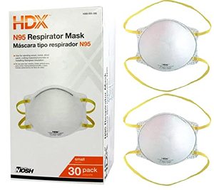 lot 76 image: MSRP $250  3 Cases (60 masks per case) NEW HDX Home Depot Private Label N95 Respirator Masks - Heavy Duty Foam - Prevents dusts from sanding, grinding, sawing and insulating particles With a 95% filter efficiency against solid particles