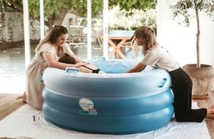 lot 4 image: MSRP $600 NEW Birth Pool In A Box  REGULAR Size Deluxe Kit Super Durable with Triple-Chamber Safety Walls, Padded Floor & Reinforced Handles  Includes Hose, Floating Thermometer, Debris Net Etc