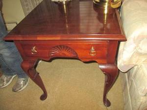 lot 25 image: Pair of Vintage hardwood end tables...