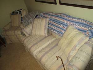 lot 43 image: Ivory, mauve and blue floral and st...