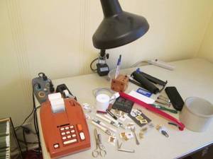 lot 65 image: Vintage Sears adding machine, clamp...