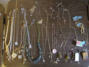 Necklaces, pendants, pins and earri...